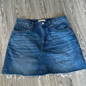 Madewell Frayed Edge Denim Mini Skirt